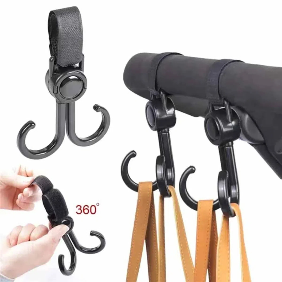 Travel Accessories For 2 Year Old - Rotatable Double Hooks Baby Stroller Travel