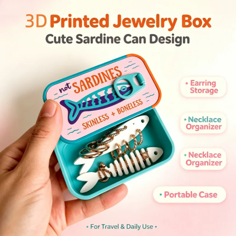 Accessories Travel Jewelry Box - Cute Sardine Tin Shaped Mini Jewelry
