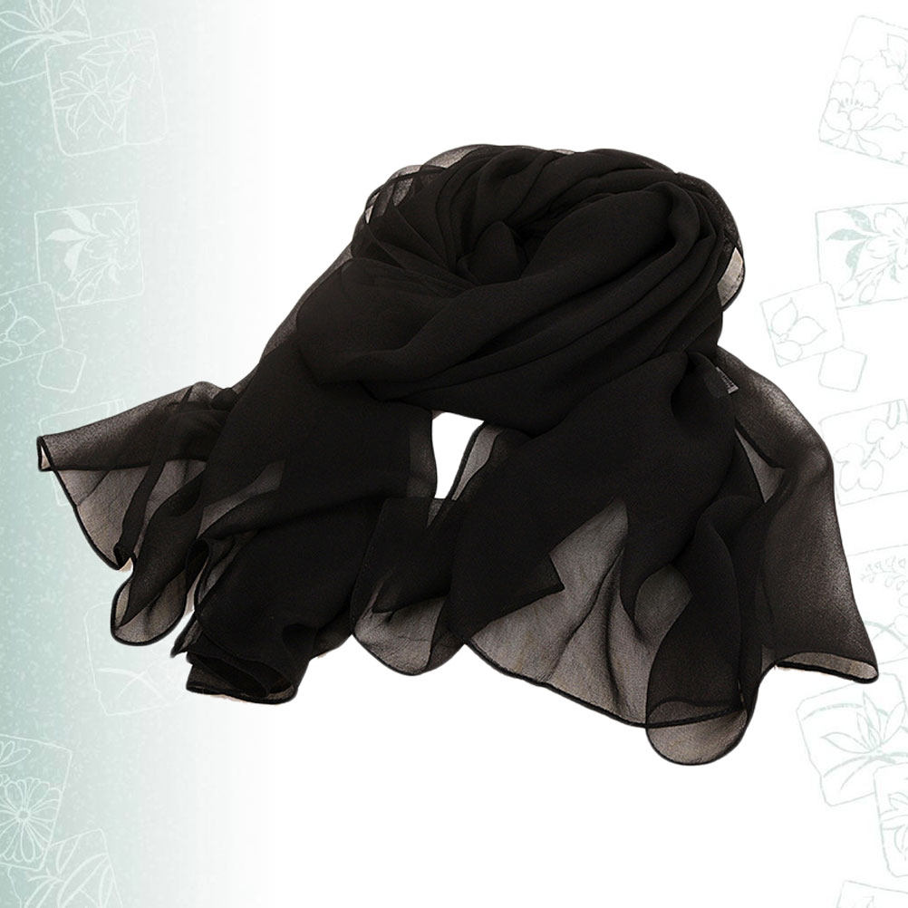 Travel Accessories Present - Solid Color Sunscreen Scarf Black 160x50cm