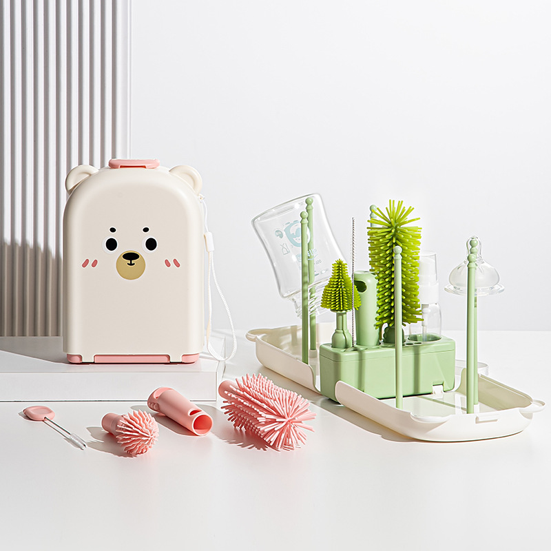 Travel Accessories For 2 Year Old - Travel Baby Bottle Brush Set -
