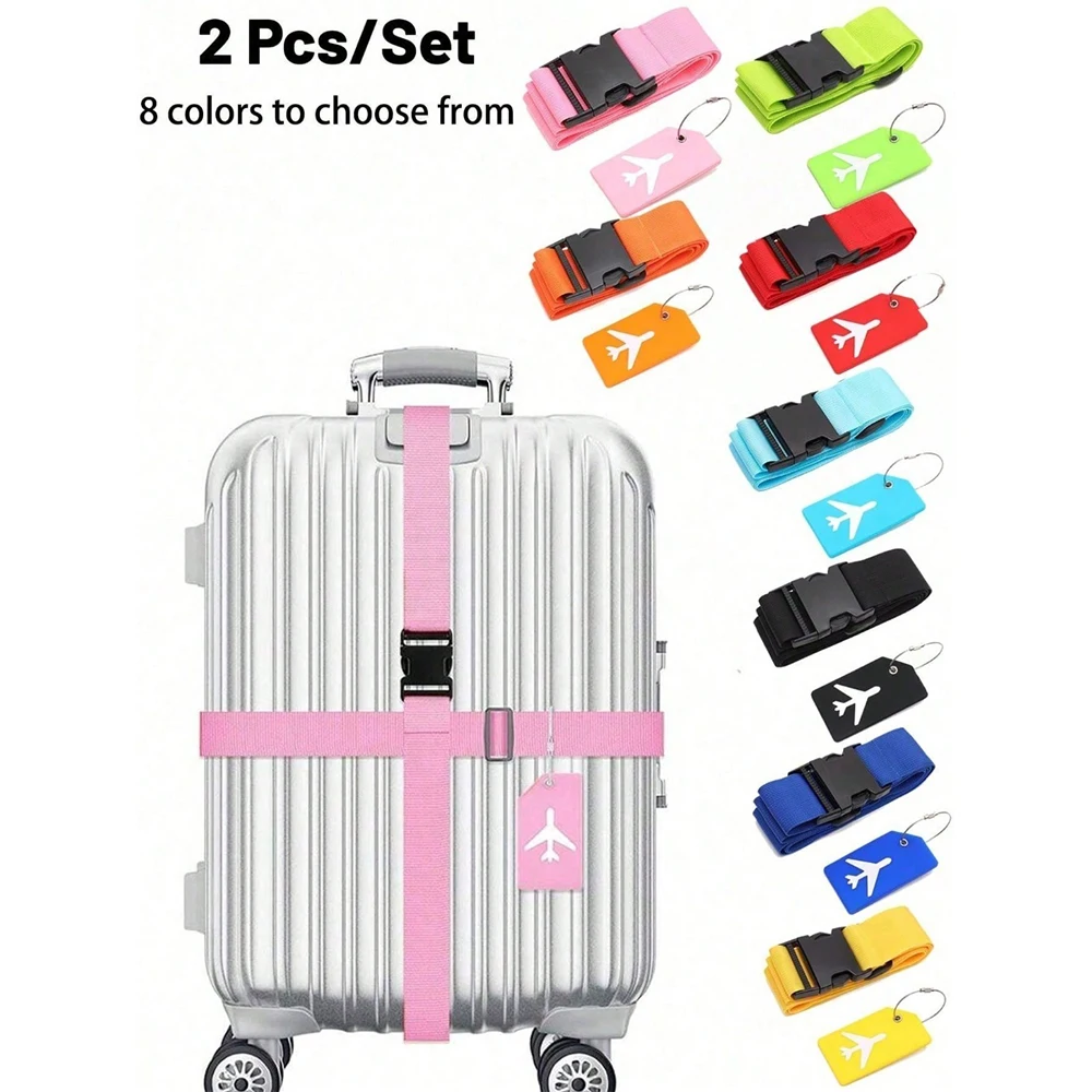Travel Accessories Gear - Luggage Strap Set with Luggage Tag