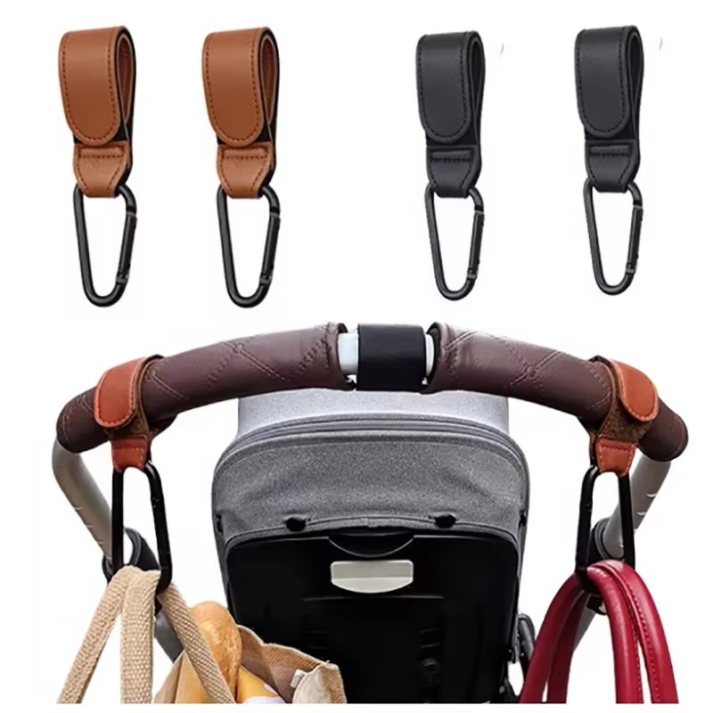 Travel Accessories For 2 Year Old - Baby Stroller Hook Fashion PU Leather