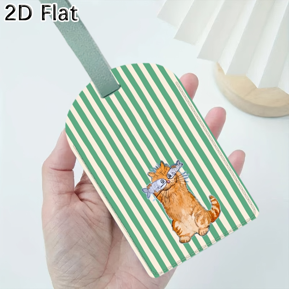 Cute Cat and Green Stripes Lug - Travel Accessories Luggage Straps 评论和价格