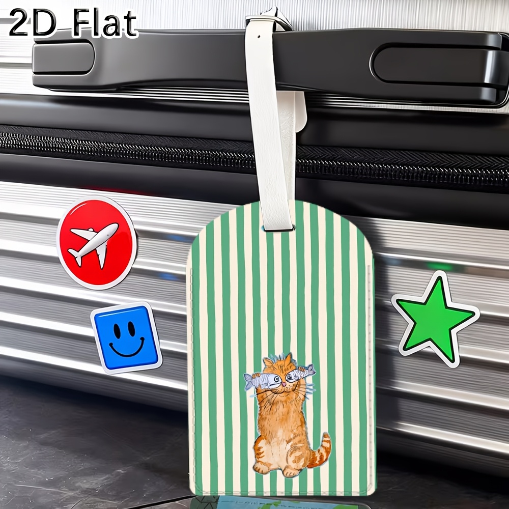 Cute Cat and Green Stripes Lug - Travel Accessories Luggage Straps 评论和价格