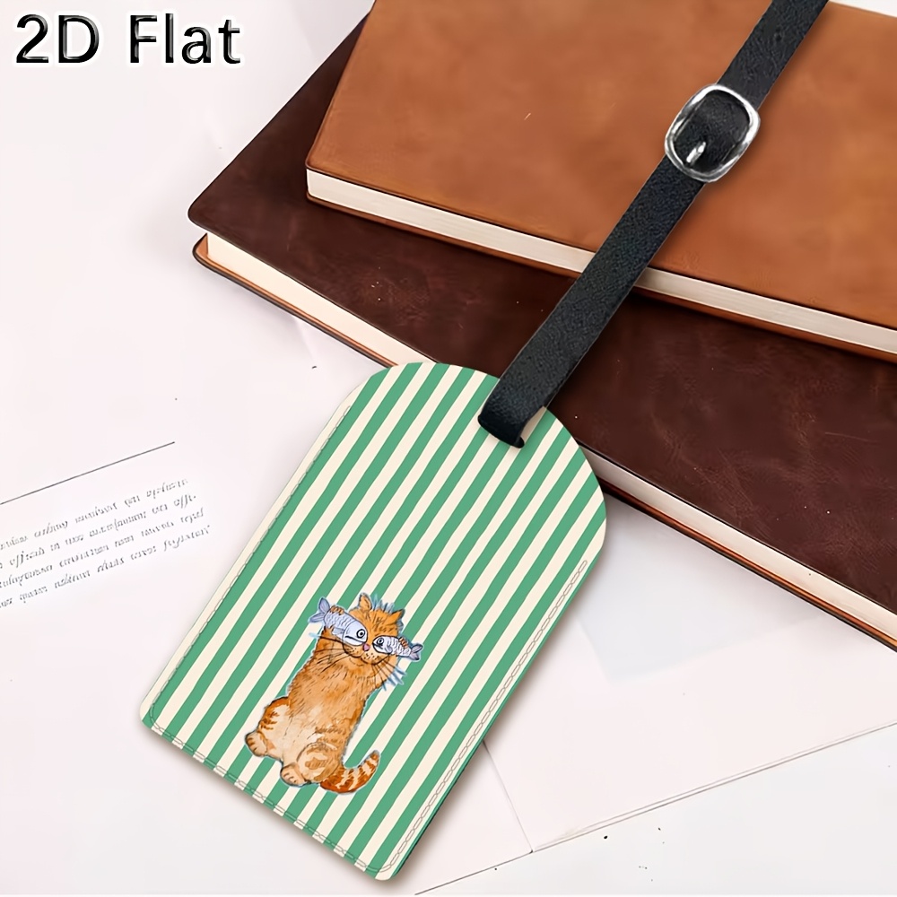 Cute Cat and Green Stripes Lug - Travel Accessories Luggage Straps 评论和价格