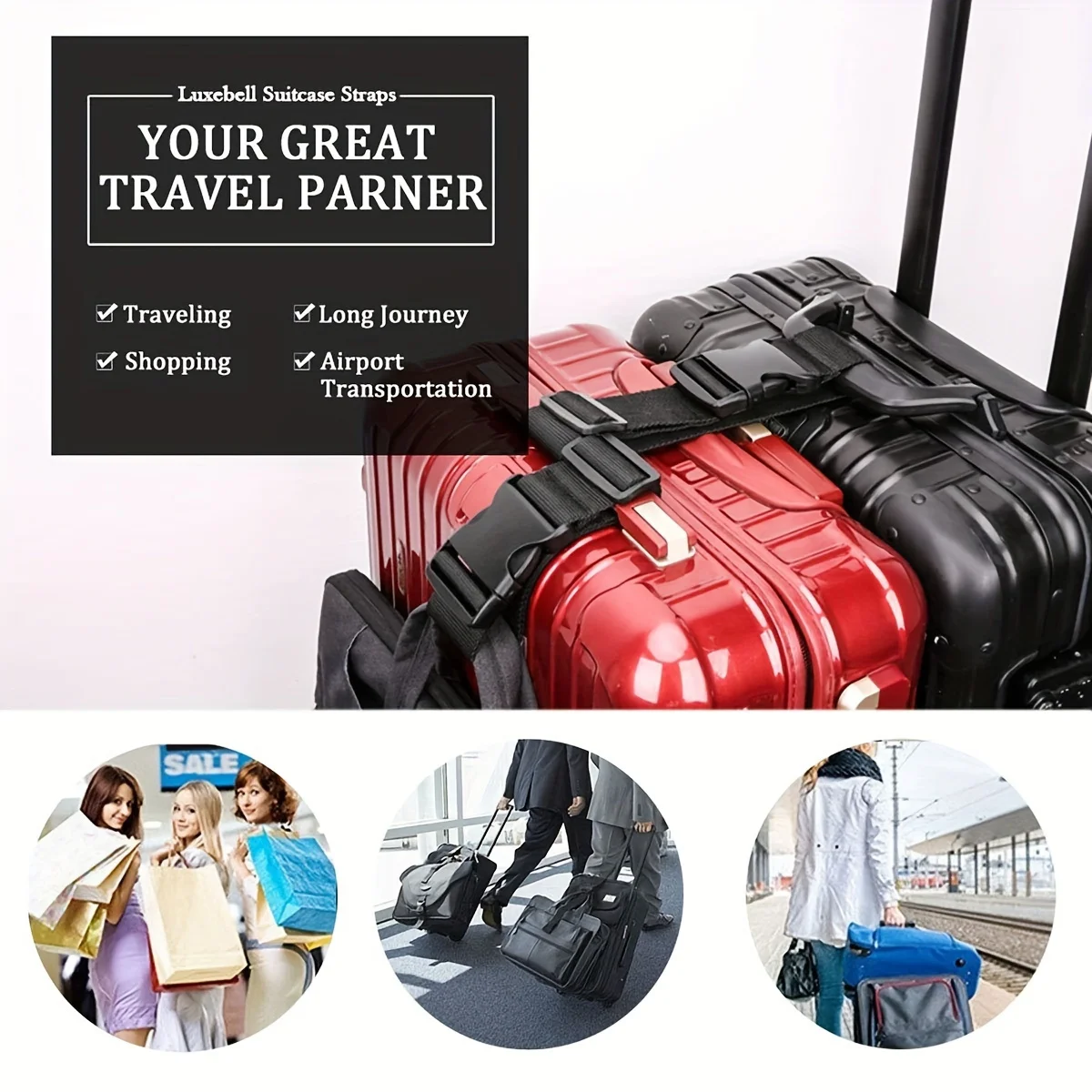 1pc Simple Adjustable Luggage  - Travel Accessories Luggage Straps 评论和价格