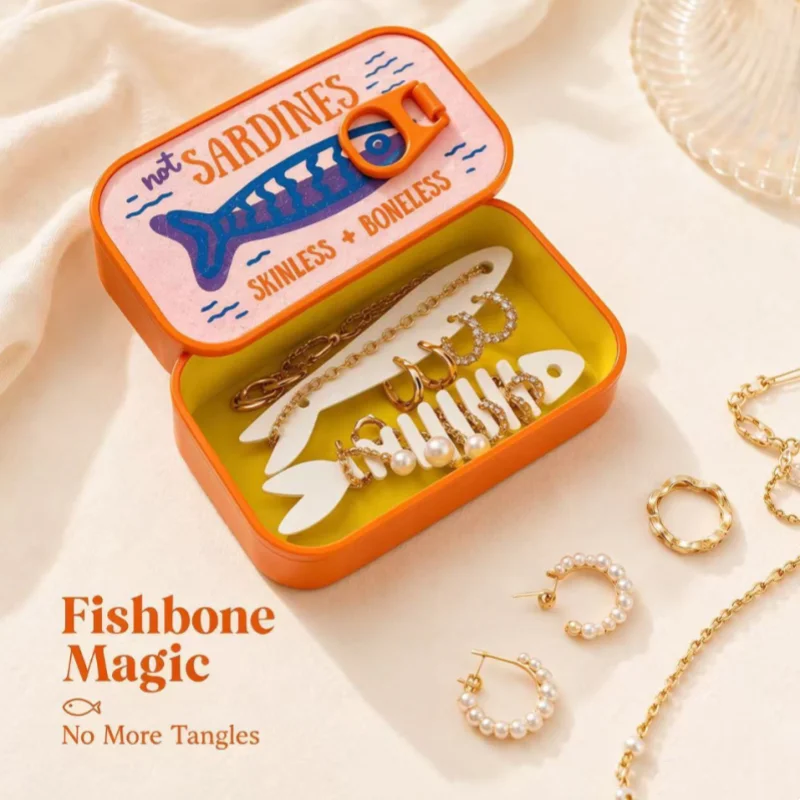 Cute Sardine Tin Shaped Mini J - Accessories Travel Jewelry Box 评论和价格