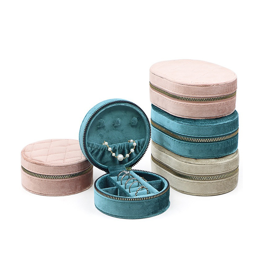 Round Diamond Velvet Travel Je - Accessories Travel Jewelry Box 评论和价格