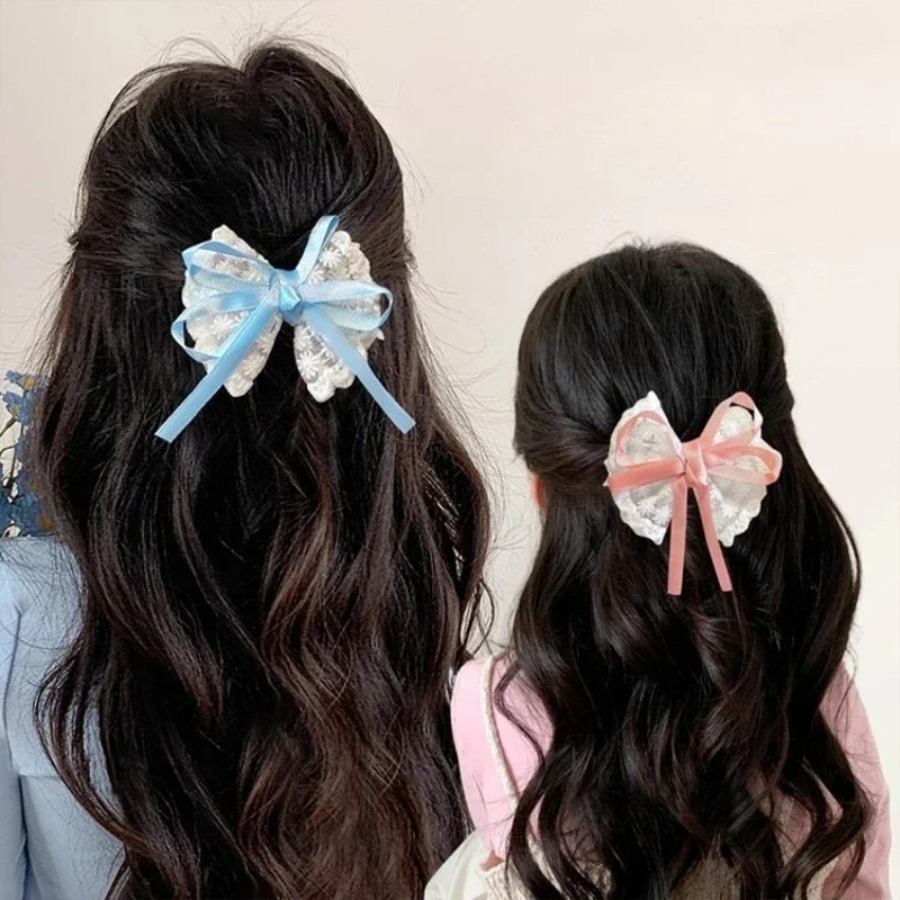 2pcs/set Cute Lace Bow Hair Cl - Travel Accessories Gear 评论和价格