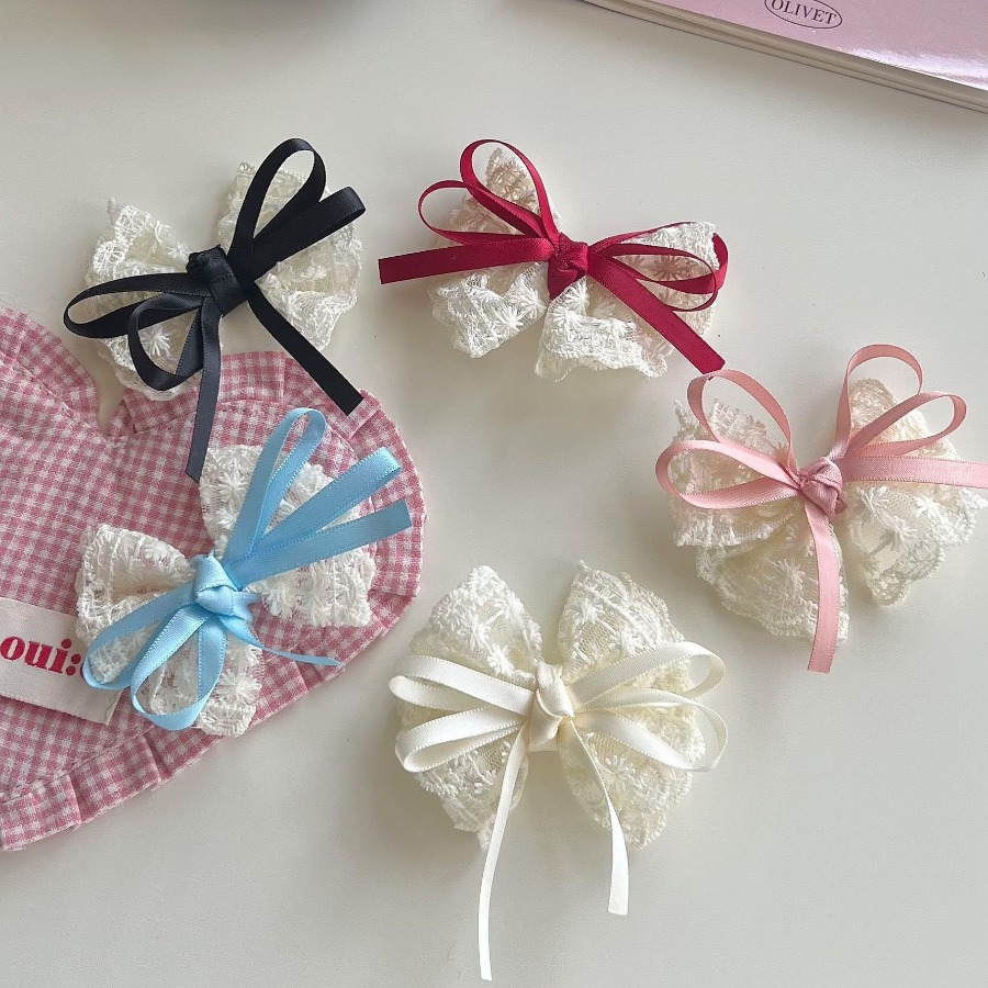 2pcs/set Cute Lace Bow Hair Cl - Travel Accessories Gear 评论和价格