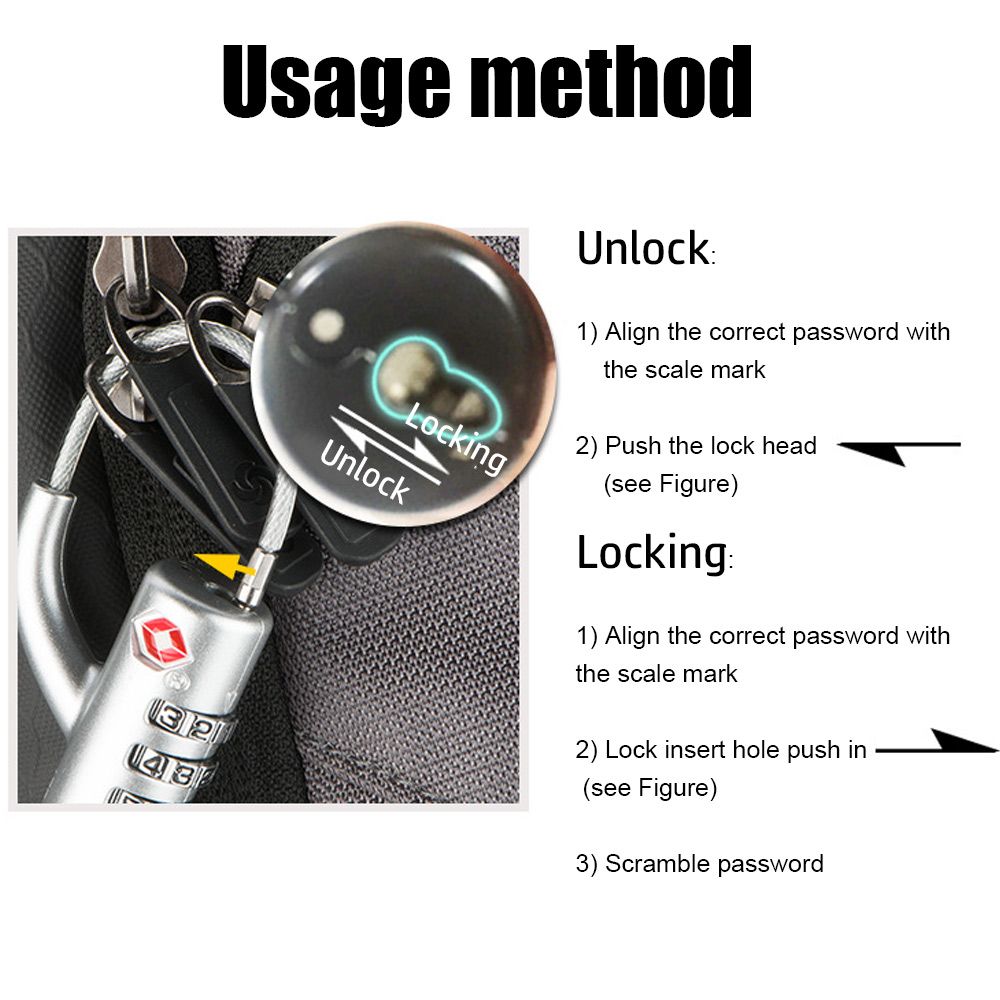 Waterproof Small Padlock Porta - Cable Lock Combination 评论和价格