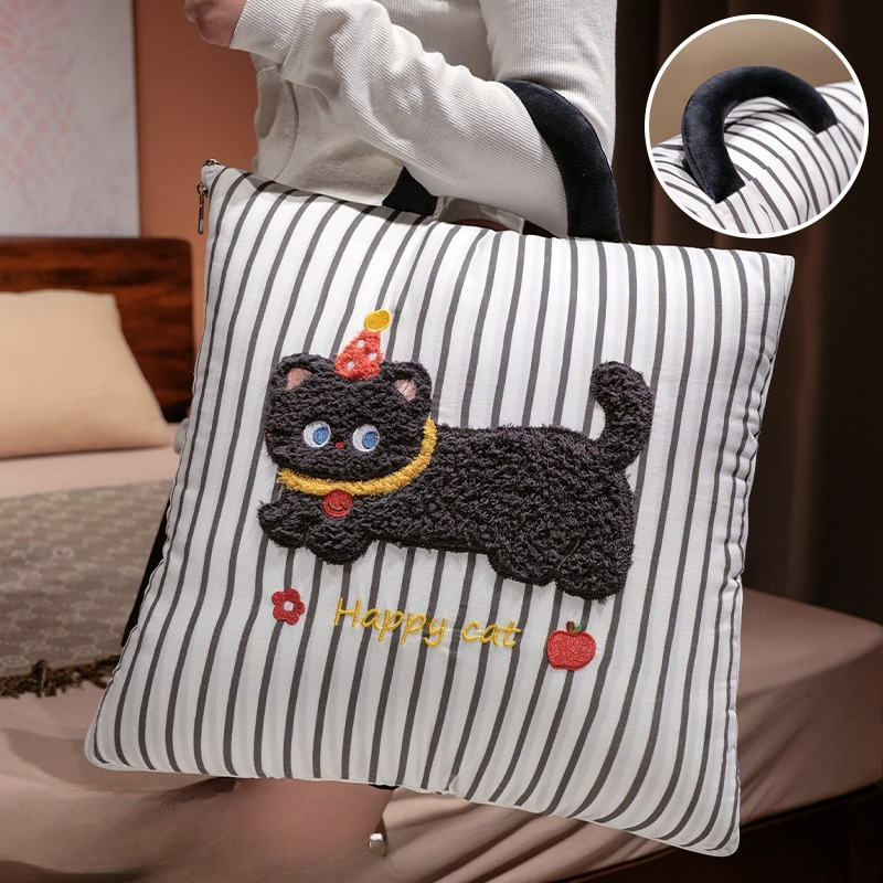 Cartoon Striped Pillow Blanket - Travel Accessories Gifts 评论和价格