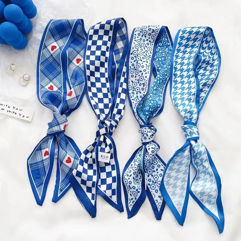 Klein blue silk scarf new chec - Travel Accessories Gifts 评论和价格