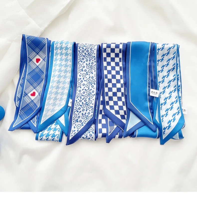 Klein blue silk scarf new chec - Travel Accessories Gifts 评论和价格