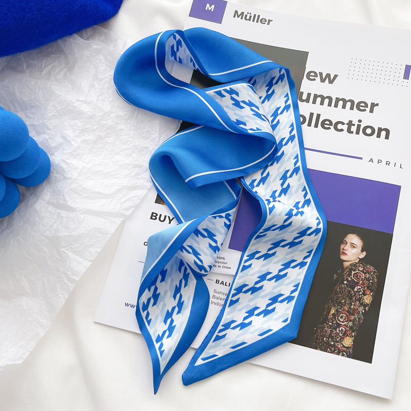 Klein blue silk scarf new chec - Travel Accessories Gifts 评论和价格