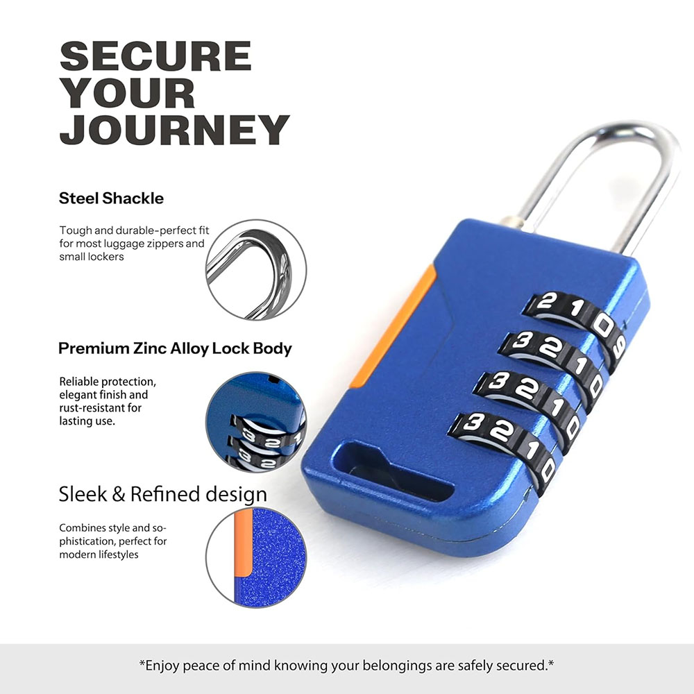 4 Digit Combination Padlock wi - Cable Lock Combination 评论和价格